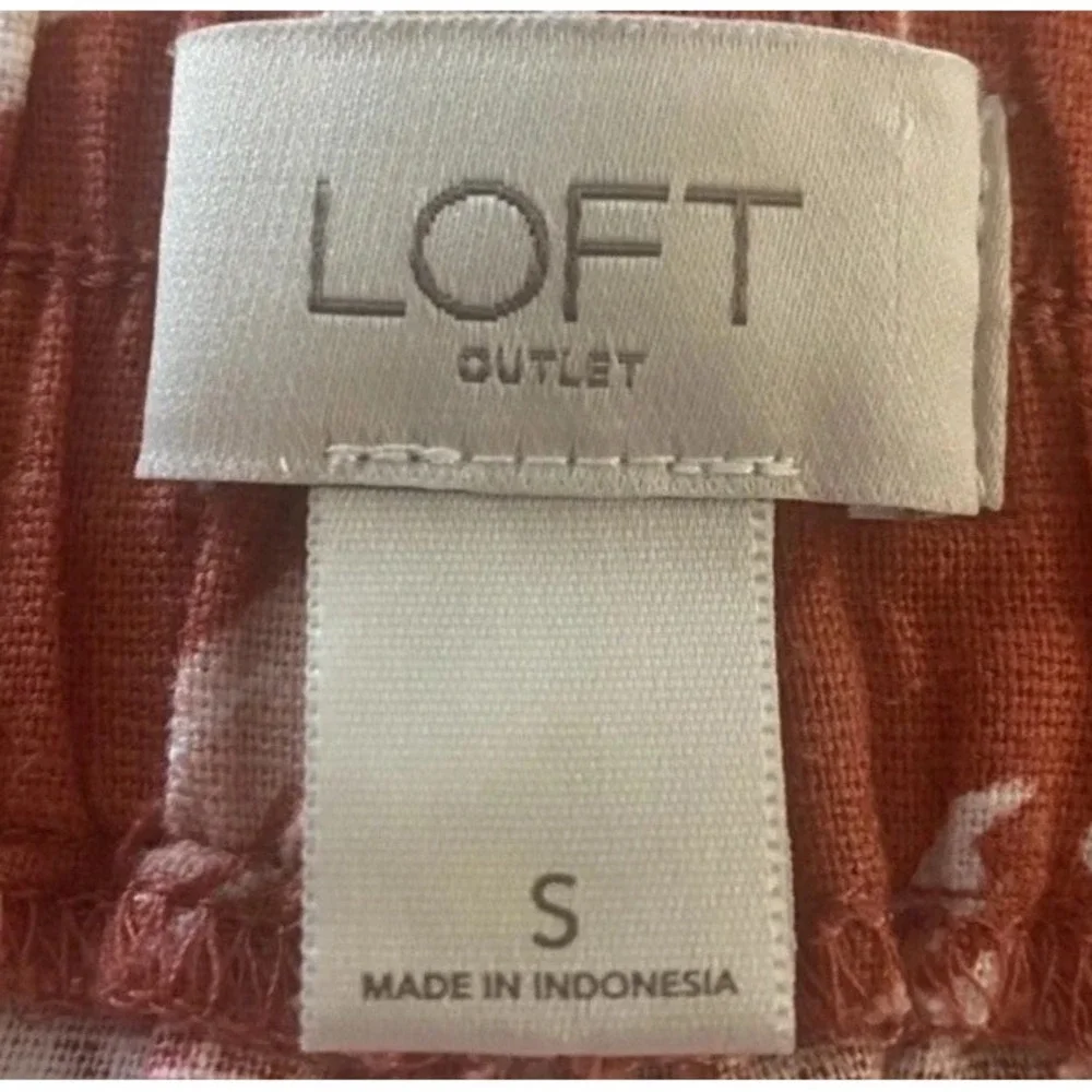 Loft Womens Small Rust Orange Floral Linen Blend Mini Skirt Pockets 0417